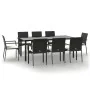 Set de comedor de jardín 9 pzas y cojines ratán sintético negro von , Gartensets - Ref: Foro24-3185136, Preis: 687,22 €, Raba...