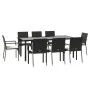 Set de comedor de jardín 9 pzas y cojines ratán sintético negro von , Gartensets - Ref: Foro24-3185136, Preis: 687,22 €, Raba...