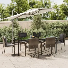 Set comedor jardín 7 pzas y cojines ratán sintético negro gris by , Garden sets - Ref: Foro24-3185117, Price: 568,30 €, Disco...