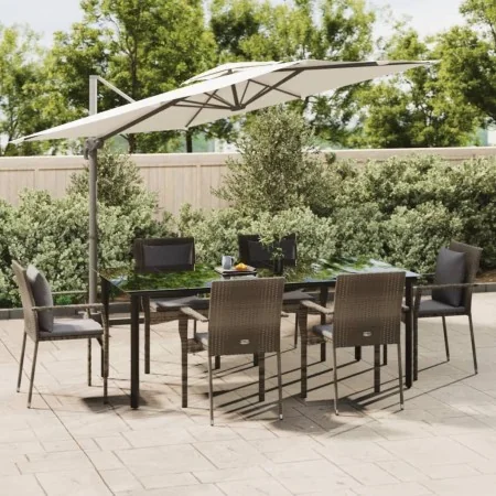 Set comedor jardín 7 pzas y cojines ratán sintético negro gris by , Garden sets - Ref: Foro24-3185117, Price: 568,30 €, Disco...