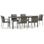Set comedor jardín 7 pzas y cojines ratán sintético negro gris by , Garden sets - Ref: Foro24-3185117, Price: 568,30 €, Disco...