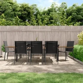 Juego de comedor para jardín 9 piezas acero y textilene negro by , Garden sets - Ref: Foro24-3187048, Price: 647,18 €, Discou...