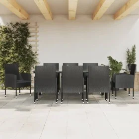 Juego de comedor de jardín 9 pzas ratán sintético y acero negro by , Garden sets - Ref: Foro24-3203351, Price: 689,14 €, Disc...