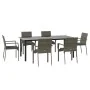 Set comedor jardín 7 pzas y cojines ratán sintético negro gris by , Garden sets - Ref: Foro24-3185141, Price: 554,62 €, Disco...