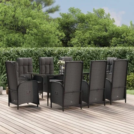 Set de comedor de jardín 9 pzas y cojines ratán sintético negro by , Garden sets - Ref: Foro24-3185176, Price: 1,00 €, Discou...