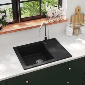 Fregadero de cocina con rebosadero ovalado granito negro von , Sinkt - Ref: Foro24-147101, Preis: 147,79 €, Rabatt: -5%%