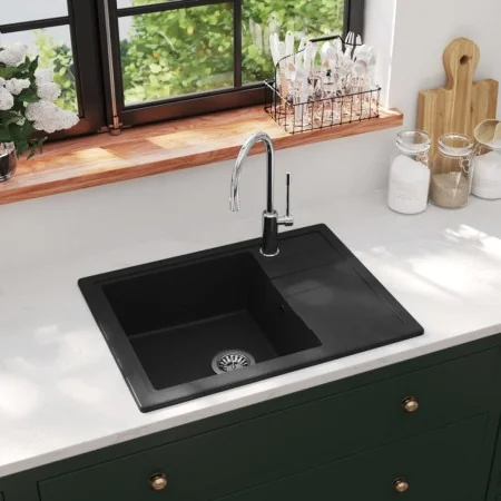 Fregadero de cocina con rebosadero ovalado granito negro von , Sinkt - Ref: Foro24-147101, Preis: 147,79 €, Rabatt: -5%%