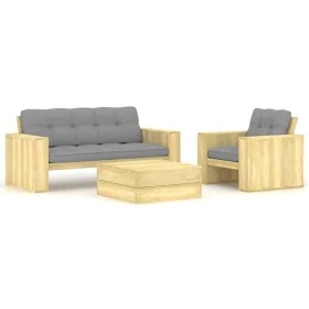 Set muebles de jardín y cojines 3 pzas madera pino impregnada von , Gartensets - Ref: Foro24-3065775, Preis: 599,22 €, Rabatt...