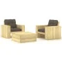 Set muebles de jardín y cojines 3 pzas madera pino impregnada von , Gartensets - Ref: Foro24-3065812, Preis: 454,63 €, Rabatt...
