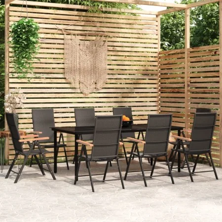 Juego de comedor para jardín 9 piezas negro von , Gartensets - Ref: Foro24-3099118, Preis: 703,13 €, Rabatt: -5%%