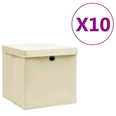 Cajas de almacenaje con tapas 10 uds crema 28x28x28 cm von , Aufbewahrungskörbe - Ref: Foro24-325218, Preis: 61,27 €, Rabatt:...