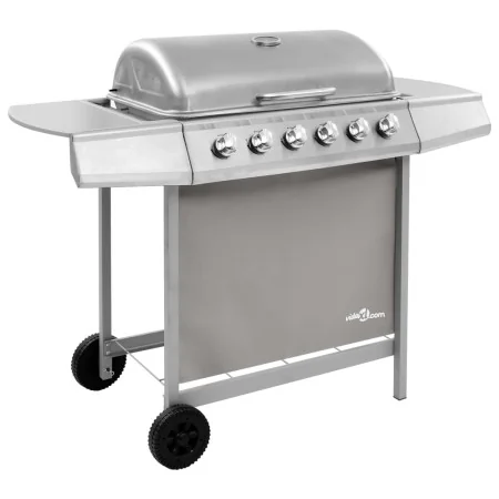 Barbacoa de gas con 6 fogones plateada by , Barbecues - Ref: Foro24-3053632, Price: 298,04 €, Discount: -5%%