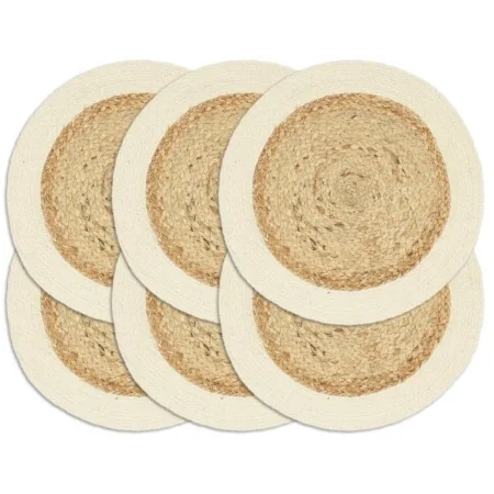 Mantel individual redondo 6 uds yute algodón natural liso 38 cm de , Manteles individuales - Ref: Foro24-133855, Precio: 29,8...