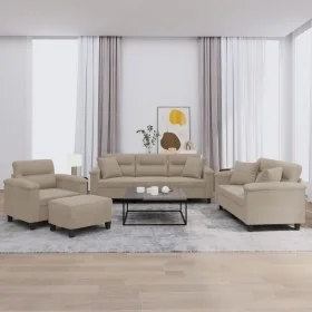 Juego de sofás con cojines 4 piezas tela microfibra gris taupé by , Sofas - Ref: Foro24-3202308, Price: 894,86 €, Discount: -5%%