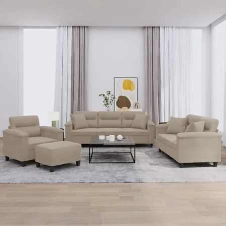 Juego de sofás con cojines 4 piezas tela microfibra gris taupé von , Sofas - Ref: Foro24-3202308, Preis: 894,86 €, Rabatt: -5%%