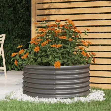 Jardinera de acero con recubrimiento en polvo gris 80x80x36 cm by , Pots and planters - Ref: Foro24-318854, Price: 25,63 €, D...