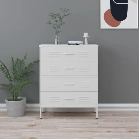 Armario de cajones de acero blanco 80x35x101,5 cm by , Drawers - Ref: Foro24-336206, Price: 219,19 €, Discount: -5%%