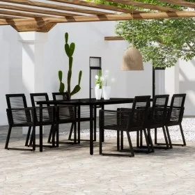 Juego de comedor de jardín 7 piezas negro