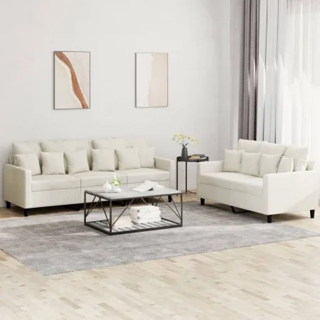 Juego de sofás con cojines 2 piezas terciopelo crema von , Sofas - Ref: Foro24-3201728, Preis: 550,99 €, Rabatt: -5%%