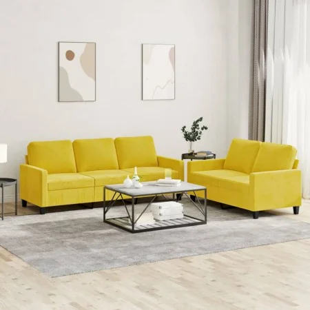 Juego de sofás con cojines 2 piezas terciopelo amarillo de , Sofás - Ref: Foro24-3201522, Precio: 462,28 €, Descuento: -5%%