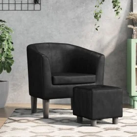 Sillón con taburete cuero sintético negro by , Armchairs - Ref: Foro24-356491, Price: 182,17 €, Discount: -5%%