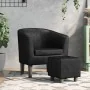 Sillón con taburete cuero sintético negro by , Armchairs - Ref: Foro24-356491, Price: 182,17 €, Discount: -5%%