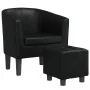 Sillón con taburete cuero sintético negro by , Armchairs - Ref: Foro24-356491, Price: 182,17 €, Discount: -5%%