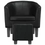 Sillón con taburete cuero sintético negro by , Armchairs - Ref: Foro24-356491, Price: 182,17 €, Discount: -5%%