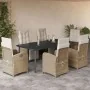 Set comedor de jardín 7 pzas con cojines ratán sintético beige by , Garden sets - Ref: Foro24-3212582, Price: 1,00 €, Discoun...