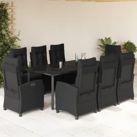 Set de comedor de jardín 9 pzas y cojines ratán sintético negro von , Gartensets - Ref: Foro24-3212760, Preis: 1,00 €, Rabatt...