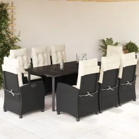 Set de comedor de jardín 9 pzas y cojines ratán sintético negro by , Garden sets - Ref: Foro24-3212741, Price: 1,00 €, Discou...
