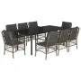 Set comedor jardín 9 pzas y cojines ratán sintético gris by , Garden sets - Ref: Foro24-3212137, Price: 1,00 €, Discount: -5%%