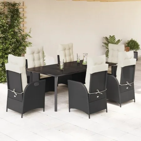 Set de comedor de jardín 7 pzas y cojines ratán sintético negro by , Garden sets - Ref: Foro24-3213171, Price: 1,00 €, Discou...