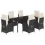 Set de comedor de jardín 7 pzas y cojines ratán sintético negro by , Garden sets - Ref: Foro24-3213171, Price: 1,00 €, Discou...