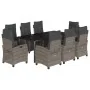 Set comedor jardín 9 pzas y cojines ratán sintético gris by , Garden sets - Ref: Foro24-3213001, Price: 1,00 €, Discount: -5%%