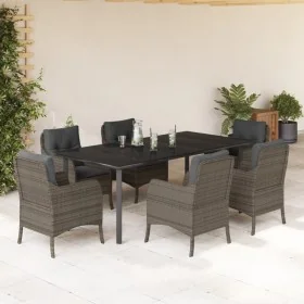 Set comedor jardín 7 pzas y cojines ratán sintético gris von , Gartensets - Ref: Foro24-3211960, Preis: 896,73 €, Rabatt: -5%%