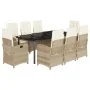 Set comedor de jardín 9 pzas con cojines ratán sintético beige by , Garden sets - Ref: Foro24-3212388, Price: 1,00 €, Discoun...