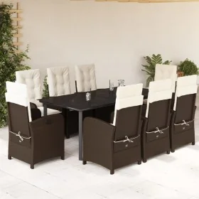Set comedor para jardín 9 pzas y cojines ratán sintético marrón by , Garden sets - Ref: Foro24-3212348, Price: 1,00 €, Discou...