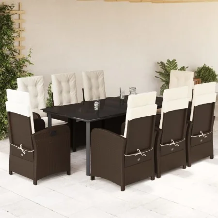 Set comedor para jardín 9 pzas y cojines ratán sintético marrón von , Gartensets - Ref: Foro24-3212348, Preis: 1,00 €, Rabatt...