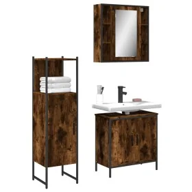Set de muebles baño 3 pzas madera contrachapada roble ahumado by , Bathroom furniture - Ref: Foro24-3214762, Price: 185,92 €,...