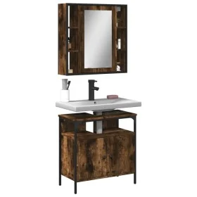 Set de muebles baño 2 pzas madera contrachapada roble ahumado de , Muebles de baño - Ref: Foro24-3214717, Precio: 113,63 €, D...