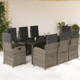 Set comedor jardín 9 pzas y cojines ratán sintético gris von , Gartensets - Ref: Foro24-3212369, Preis: 1,00 €, Rabatt: -5%%