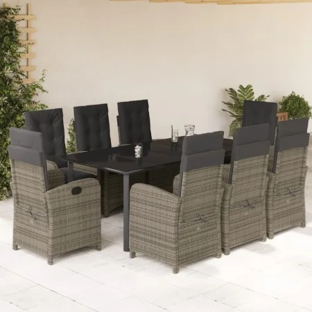 Set comedor jardín 9 pzas y cojines ratán sintético gris von , Gartensets - Ref: Foro24-3212369, Preis: 1,00 €, Rabatt: -5%%