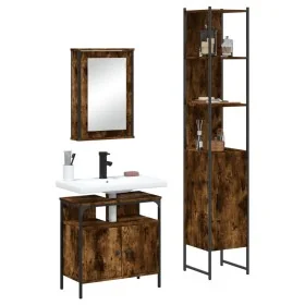 Set de muebles baño 3 pzas madera contrachapada roble ahumado de , Muebles de baño - Ref: Foro24-3214797, Precio: 163,82 €, D...