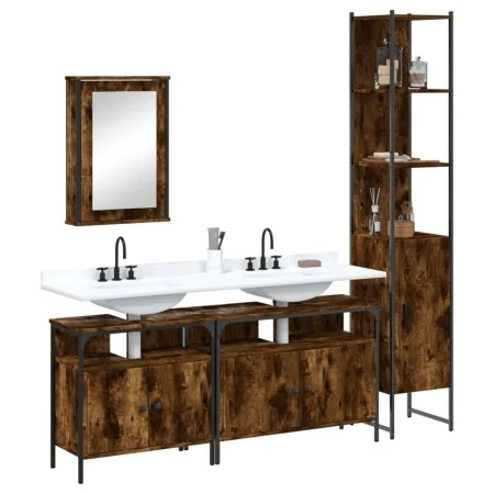 Set de muebles baño 4 pzas madera contrachapada roble ahumado von , Badezimmermöbel - Ref: Foro24-3214807, Preis: 213,02 €, R...