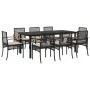 Set de comedor de jardín 9 pzas y cojines ratán sintético negro de , Conjuntos de jardín - Ref: Foro24-3213609, Precio: 663,0...