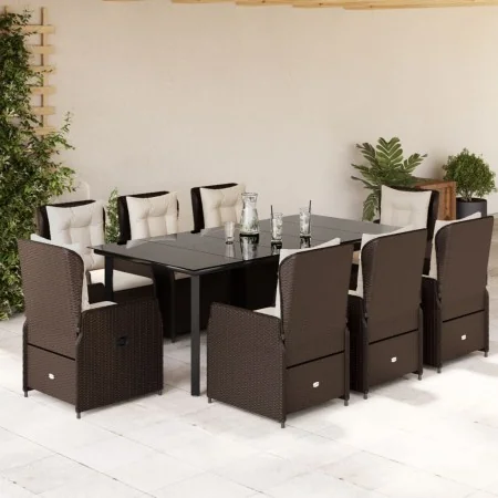 Set comedor para jardín 9 pzas y cojines ratán sintético marrón by , Garden sets - Ref: Foro24-3262853, Price: 1,00 €, Discou...