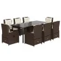 Set comedor para jardín 9 pzas y cojines ratán sintético marrón by , Garden sets - Ref: Foro24-3262853, Price: 1,00 €, Discou...