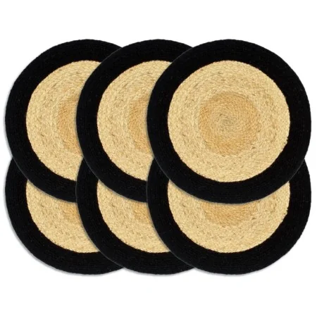 Mantel individual redondo 6 uds yute algodón natural negro 38cm by , Placemats - Ref: Foro24-133857, Price: 31,36 €, Discount...