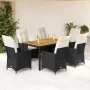 Set de comedor de jardín 7 pzas y cojines ratán sintético negro de , Conjuntos de jardín - Ref: Foro24-3276683, Precio: 787,8...